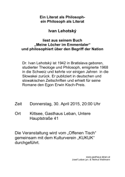 Ivan Lehotský Zeit Donnerstag, 30. April 2015