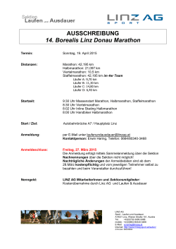 AUSSCHREIBUNG 14. Borealis Linz Donau Marathon