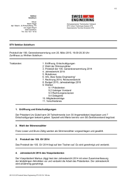 STV Sektion Solothurn Protokoll der 106. Generalversammlung vom