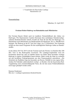 REINHOLD BOCKLET, MdL Pressemitteilung München, 24. April