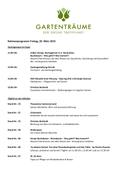 Rahmenprogramm Freitag, 20. März 2015