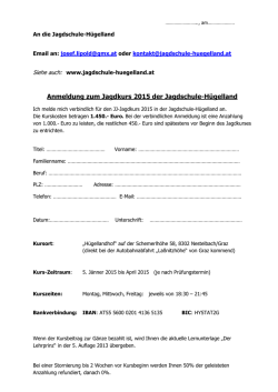 Anmeldung zum Jagdkurs 2015 der Jagdschule