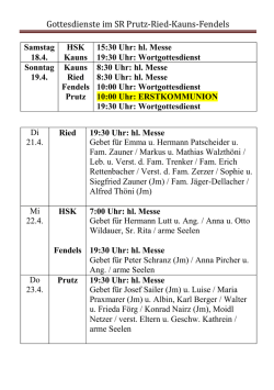 Gottesdienste im SR Prutz-Ried-Kauns-Fendels