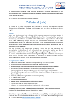 IT&ndash;Fachkraft (m/w) - Kreiskrankenhaus Delitzsch GmbH, Kliniken