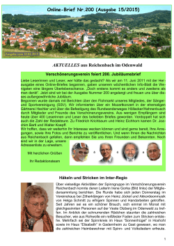 Online-Brief - Verschönerungsverein Reichenbach