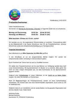 Info f&uuml;r Freizeitschwimmer im Schulschwimmhallenbad