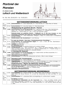Pfarrbrief Luttach und Weißenbach Nr. 106: Mo. 20.04.2015