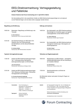 EEG-Direktvermark tung: Vertragsgestaltung und Fallstricke