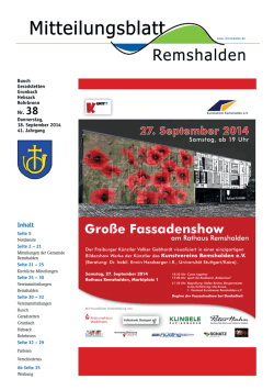 Hier k&ouml;nnen Sie das Mitteilungsblatt KW 38 vom 18.09.2014 lesen.