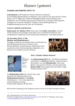 Projekte und Auftritte 2015-16