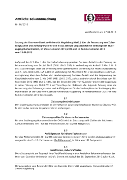 Satzung der Otto-von-Guericke-Universität Magdeburg (OVGU)