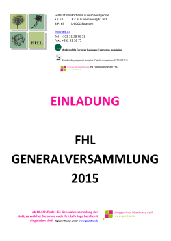 EINLADUNG FHL GENERALVERSAMMLUNG 2015