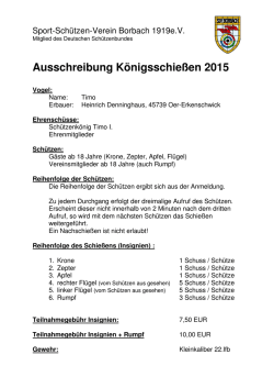 Ausschreibung Königsschießen 2015