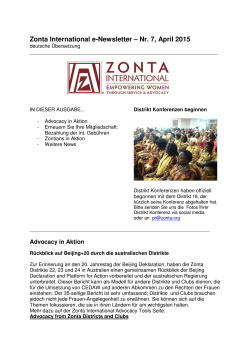 Zonta International e-Newsletter – Nr. 7, April 2015