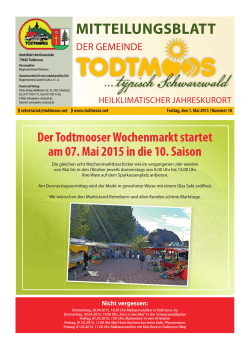 Mitteilungsblatt Nr. 18 vom 01.05.2015