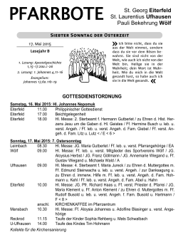 Aktueller Gottesdienstplan - Pfarrgemeinde Sankt Georg, Eiterfeld
