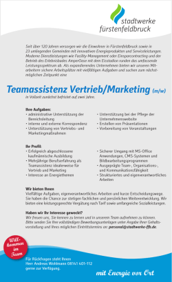 Teamassistenz Vertrieb/Marketing (m/w)