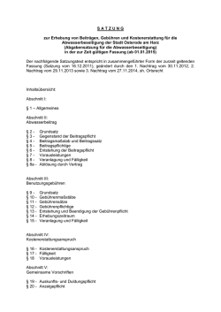 S A T Z U N G zur Erhebung von Beitr&auml;gen, Geb&uuml;hren und