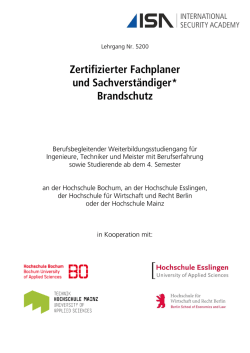 Zertifizierter Fachplaner und Sachverständiger* Brandschutz