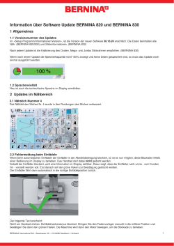 Information &uuml;ber Software Update BERNINA 820 und BERNINA 830
