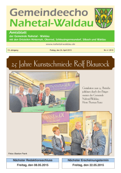 Amtsblatt Nr. 4 vom 24.04.2015 - Gemeinde Nahetal
