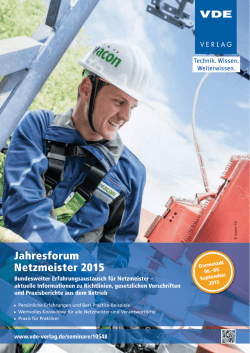Jahresforum Netzmeister 2015 - VDE