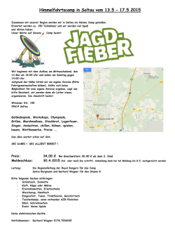 Info und Anmeldung Himmelfahrtscamp 2015