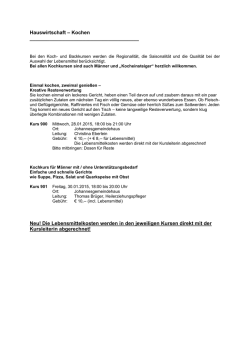 Hauswirtschaft &ndash; Kochen