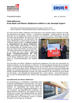 Erste Bank und Wiener Städtische eröffnen in der Seestadt Aspern