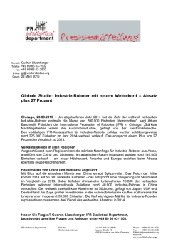 Globale Studie: Industrie-Roboter mit neuem Weltrekord &ndash; Absatz
