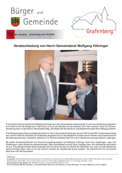 Verabschiedung von Herrn Gemeinderat Wolfgang Vöhringer