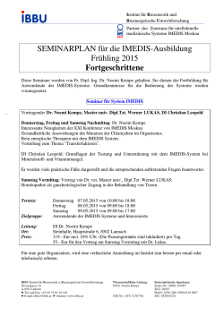 SEMINARPLAN für die IMEDIS-Ausbildung Frühling 2015