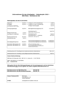 Informationen f&uuml;r den Arbeitgeber &ndash; Kalenderjahr 2015 &ndash; BKK Miele