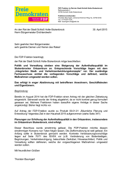 An den Rat der Stadt Schloß Holte-Stukenbrock 30. April 2015 Herrn