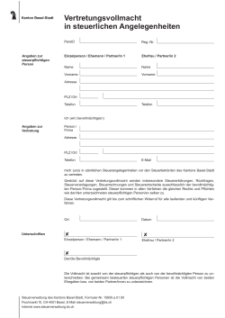 Formular Vertretungsvollmacht - Steuerverwaltung Basel