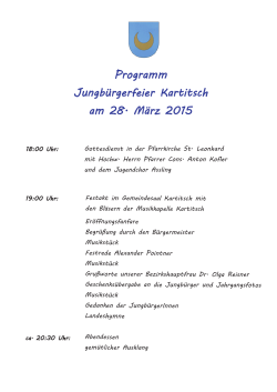 Programm Jungbürgerfeier Kartitsch am 28. März 2015