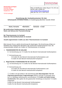 Schwerpunkt INTERNATIONAL / Antrag Anrechung Auslandssemester