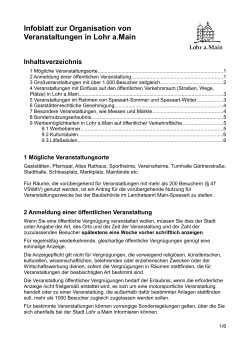 Infoblatt zur Organisation von Veranstaltungen in Lohr a.Main