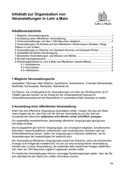 Infoblatt zur Organisation von Veranstaltungen in Lohr a.Main