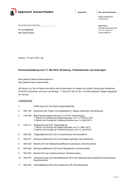 Traktandenliste Kantonsrat vom 11. Mai 2015