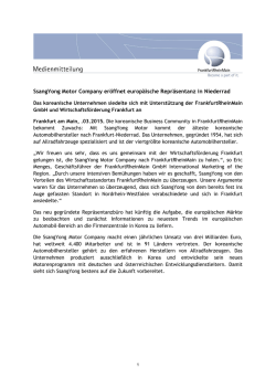 SsangYong Motor Company eröffnet europäische Repräsentanz in