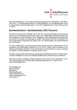 Sachbearbeiterin / Sachbearbeiter (50% Pensum)