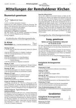 können Sie das Mitteilungsblatt KW 17 vom 23.04.2015 Teil 2 lesen.