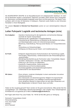 Leiter Fuhrpark/ Logistik und technische Anlagen (m/w)