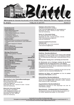 Sie k&ouml;nnen sich hier das Mitteilungsblatt der 15