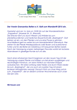 Der Verein Grenzenlos Reiten e.V. lädt zum Wanderritt 2015 ein.