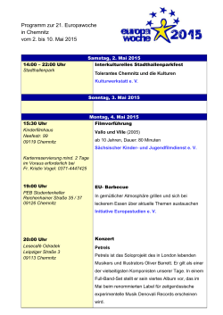 Programm zur 21. Europawoche in Chemnitz vom 2. bis 10. Mai 2015