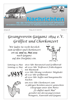 Gesangverein Gaiganz 1894 e.V. Grillfest und Chorkonzert