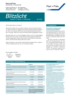 Ausgabe 4/2015 - Paul + Fries Steuerberater