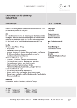 IT- und Computerkompetenz - Charit&eacute; Gesundheitsakademie